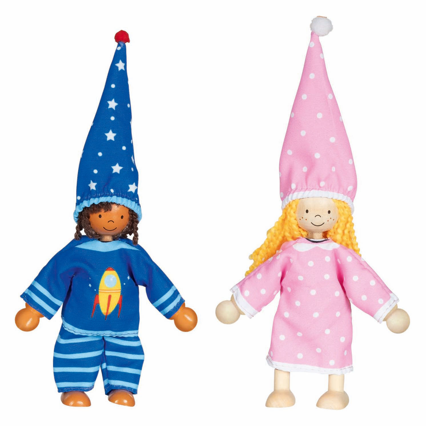 Poupées flexibles Goki Fynja et Fabio, 6 tenues
