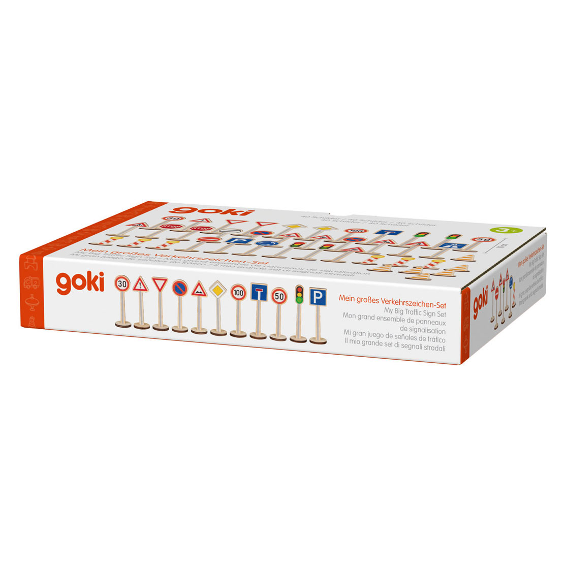 Goki Holz-Verkehrsschilder-Set - 40-teilig.