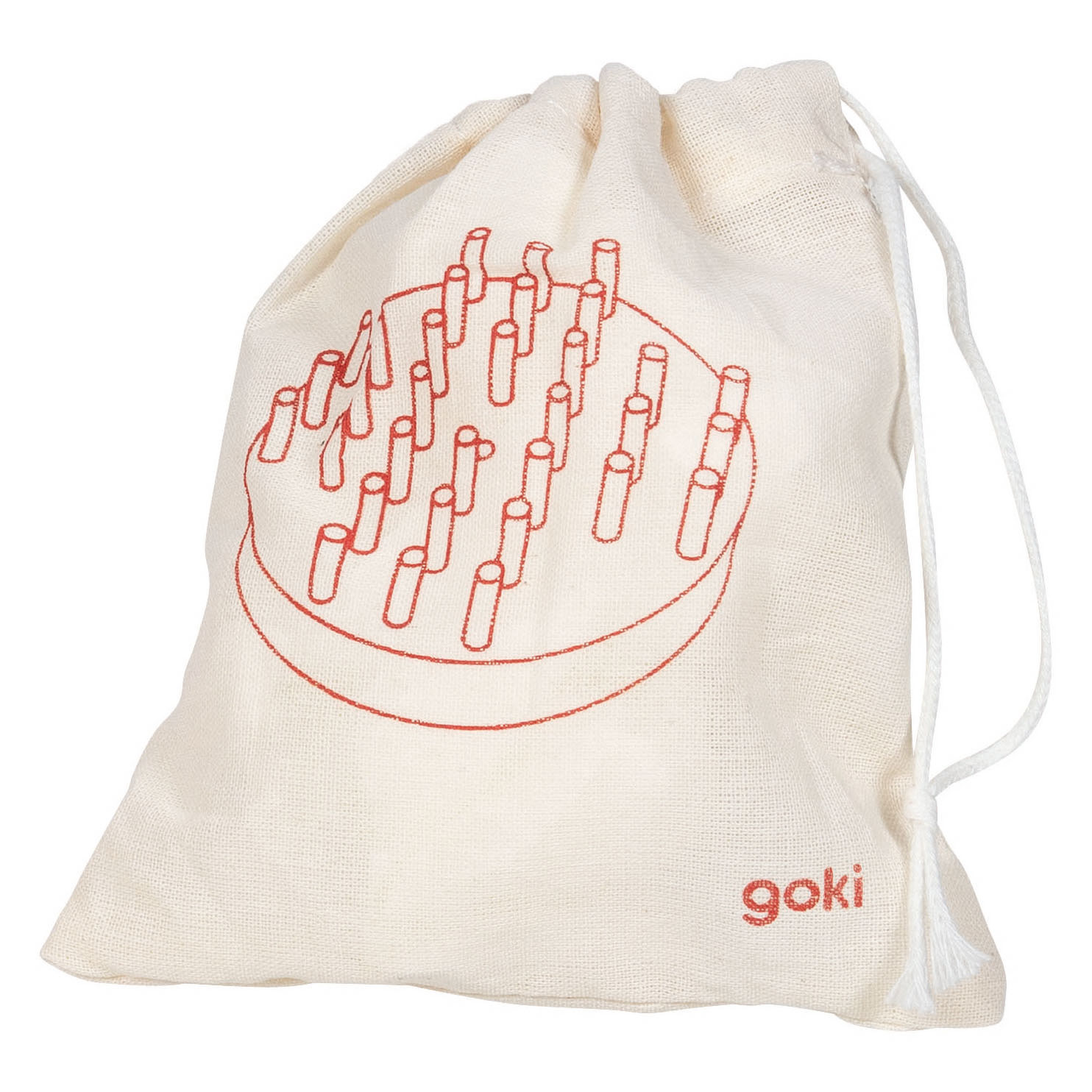 Goki Houten Solitaire Spel in Katoenen Opbergzakje