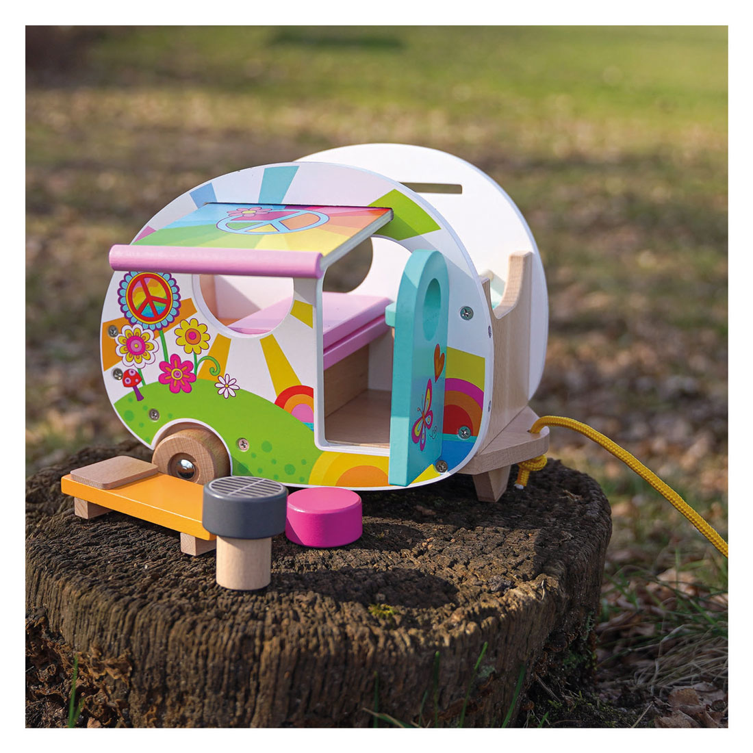 Goki Houten Happy Campers Caravan Speelgoed