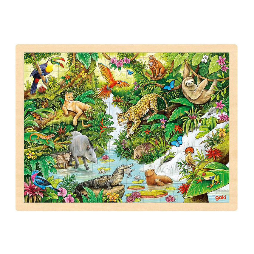 Puzzle en bois Goki dans la jungle, 96 pièces.