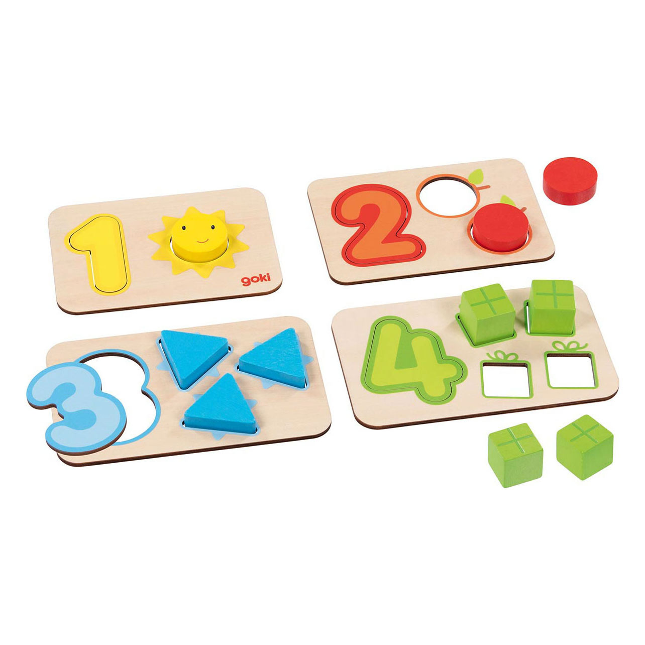 Puzzel: CIJFERS en VORMEN 15x6,5x2,5cm, 18-delig, hout, 2+