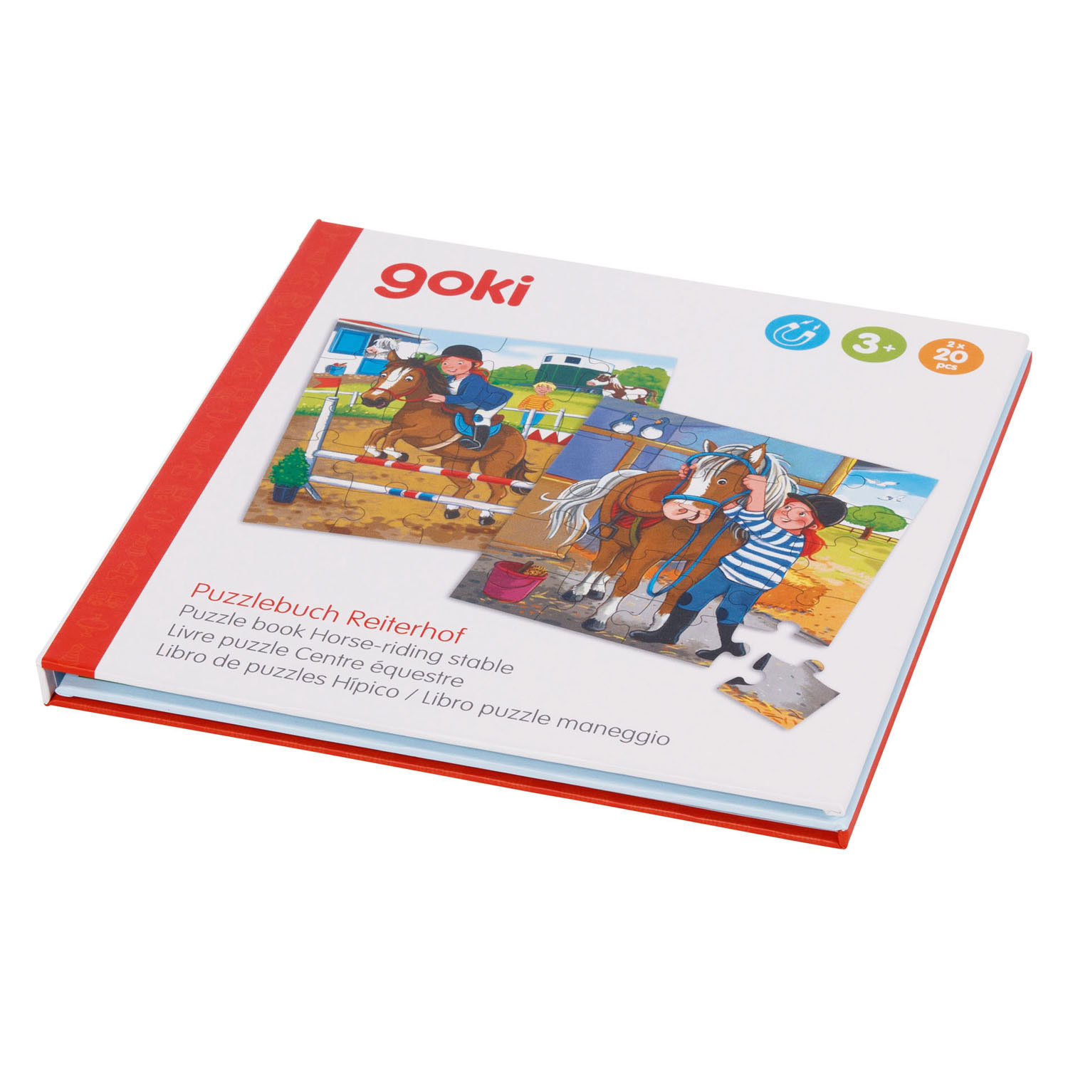 Goki Puzzle magnétique livre écurie de chevaux, 40 pcs.