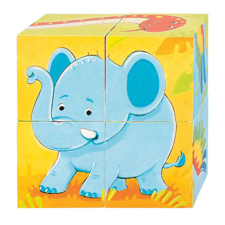 Goki Puzzle en blocs de bois Animaux sauvages, 4 pcs.