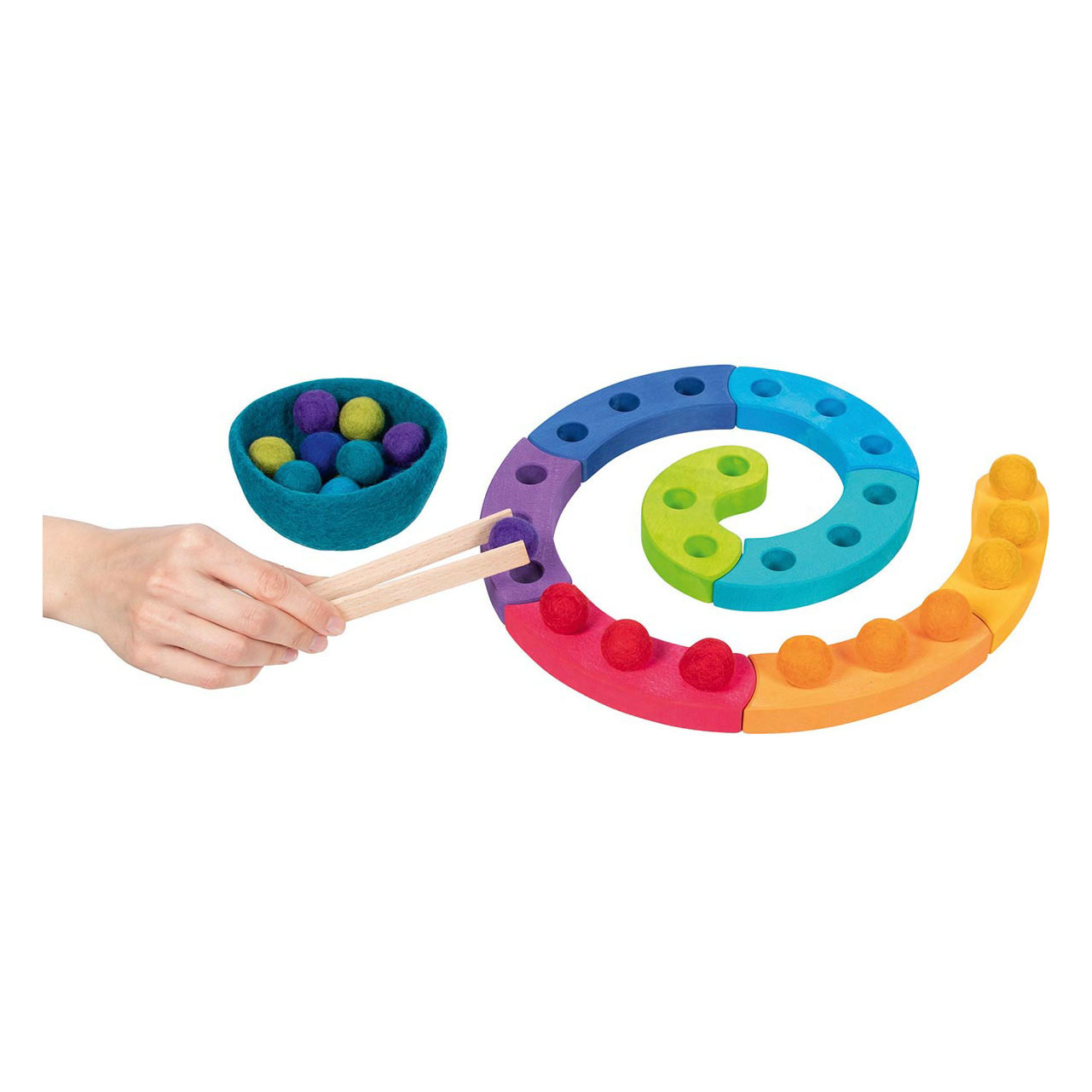 Goki Spirale de jeu de tri de couleurs en bois, 29 pcs.