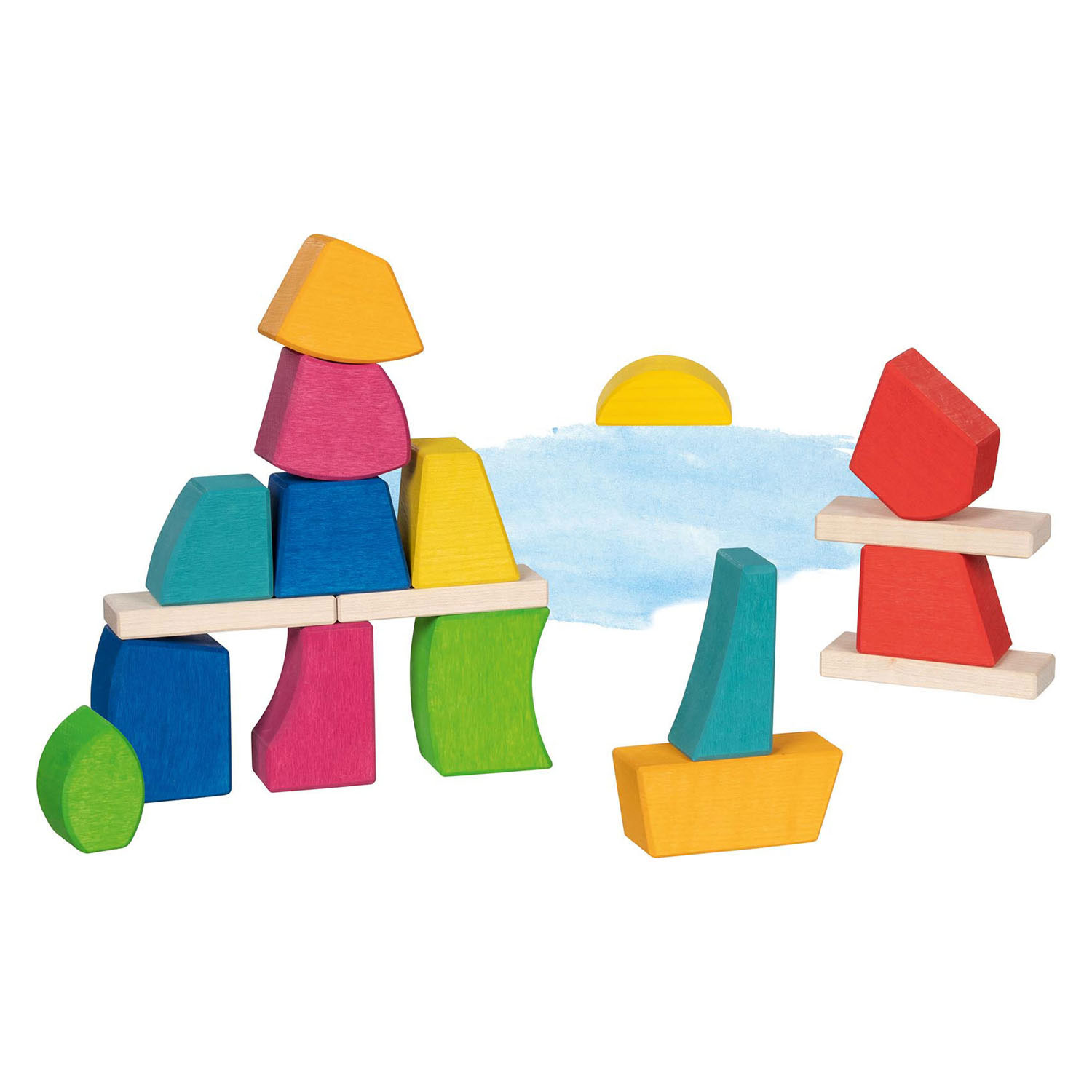 Goki Blocs de construction en bois Creo, 14 pcs.