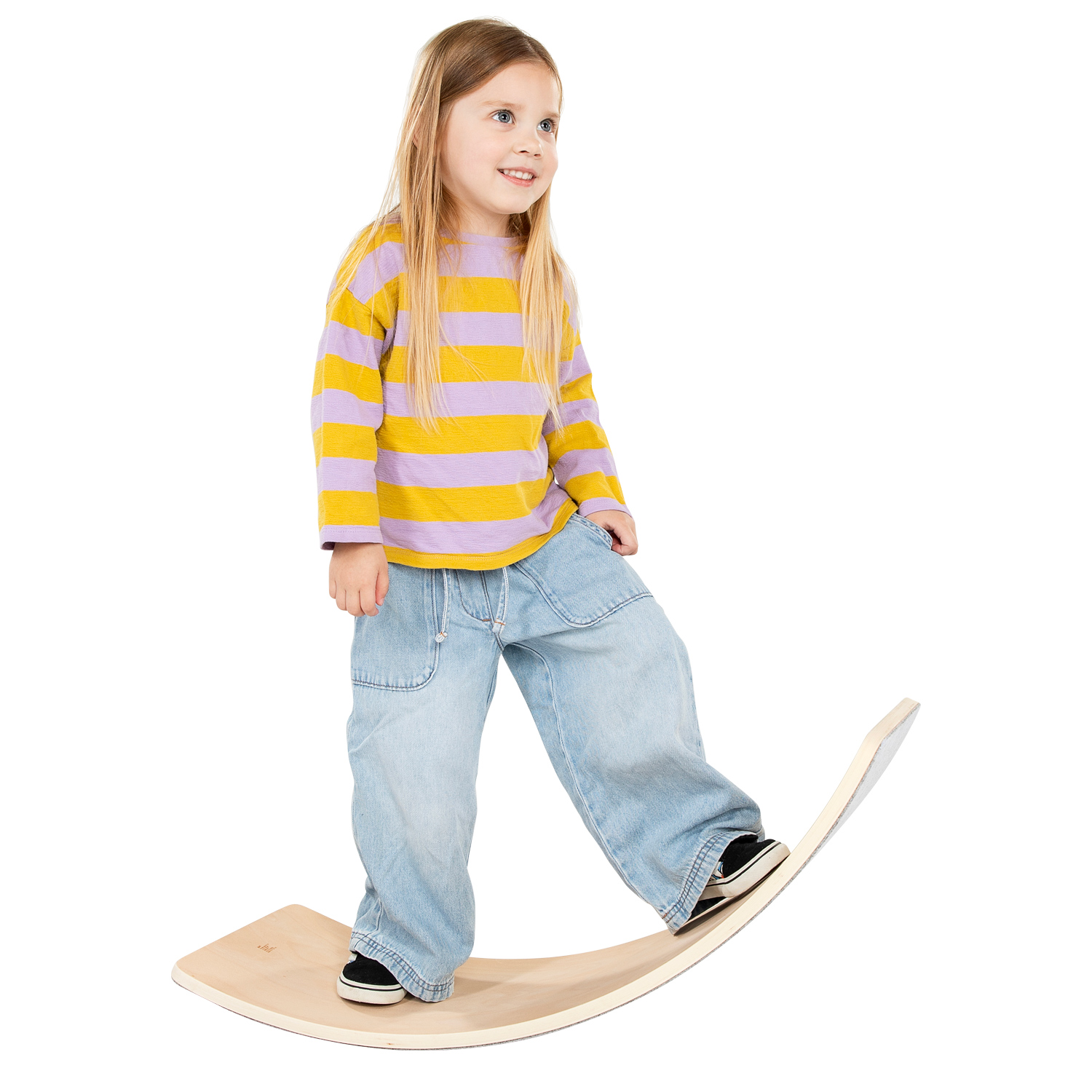 Planche d'équilibre en bois Goki Wave avec feutre, 82 cm