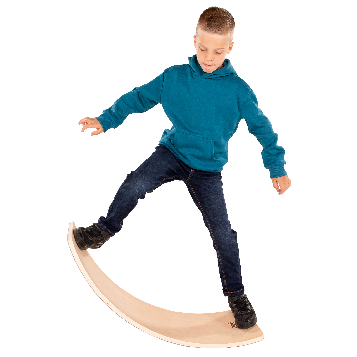Planche d'équilibre en bois Goki Wave avec feutre, 82 cm