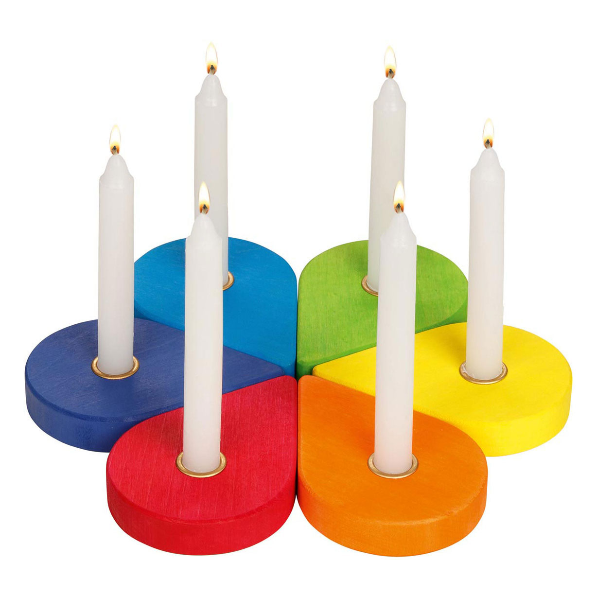 Goki Geburtstagskranz-Kerzenständer aus Holz, 6 Stück.