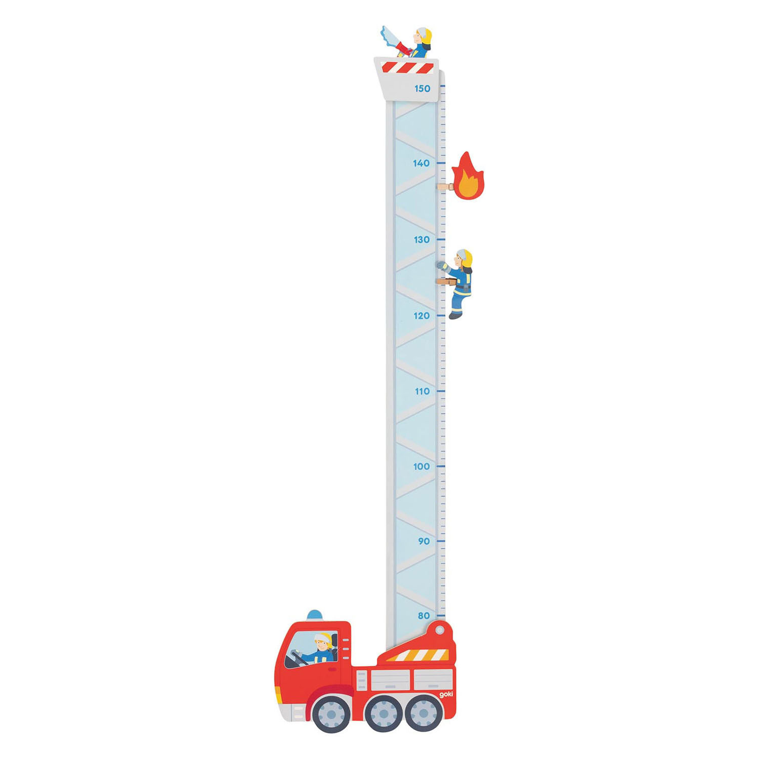 Toise de croissance en bois Goki Pompiers. 94 cm