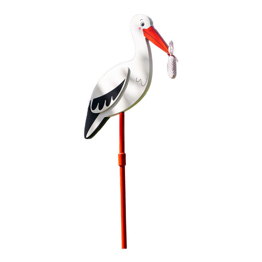 Goki Holzdekorstab Storch mit Babytuch XL, 100cm