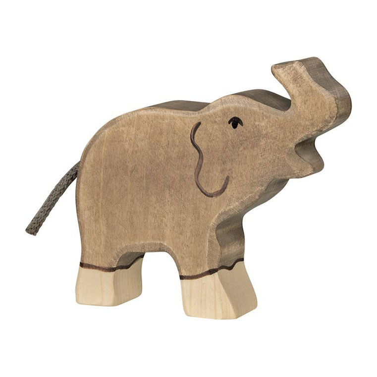 Holztiger Elefant aus Holz mit kleinem Rüssel