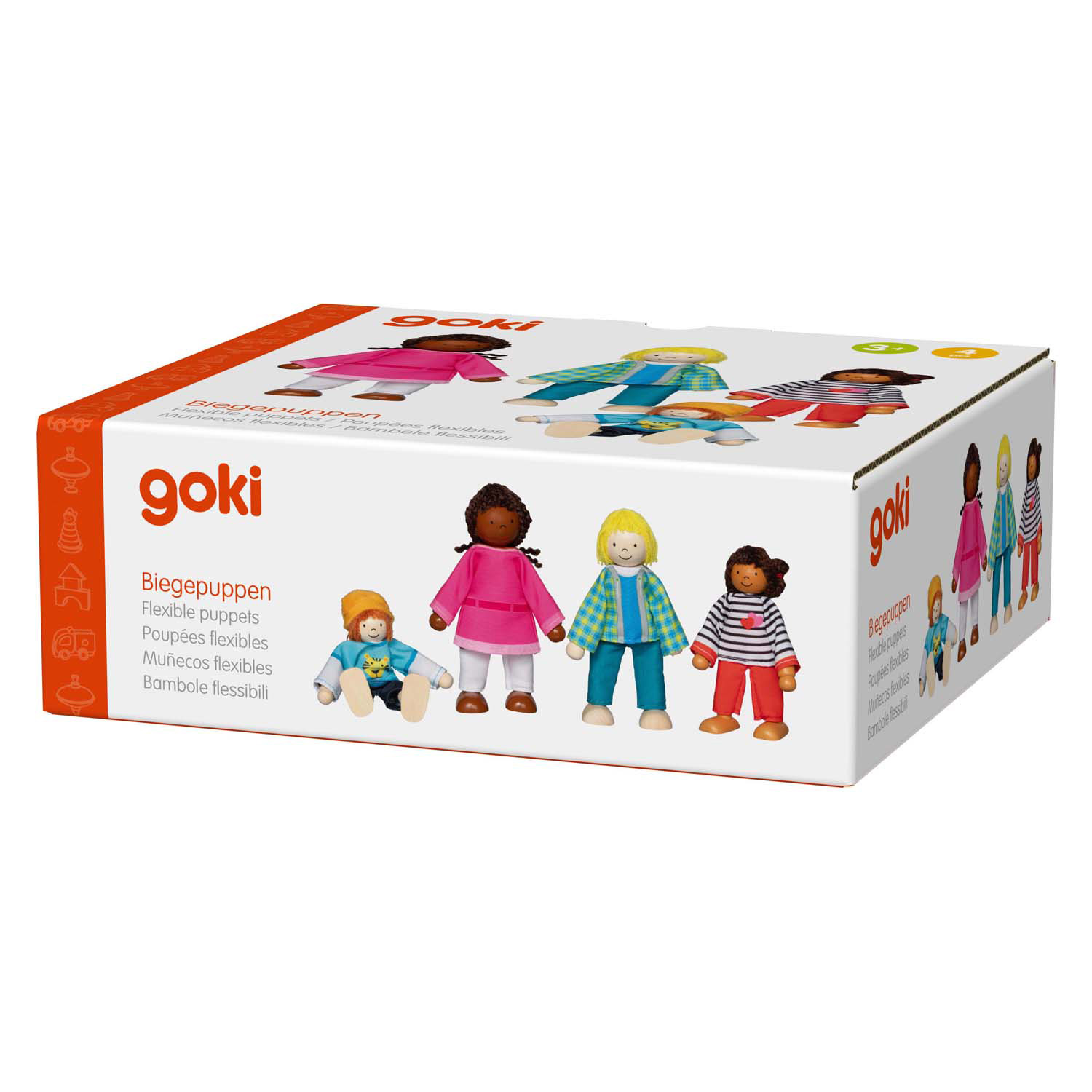 Goki Flexibele Poppen Interculturele Familie, 4st.