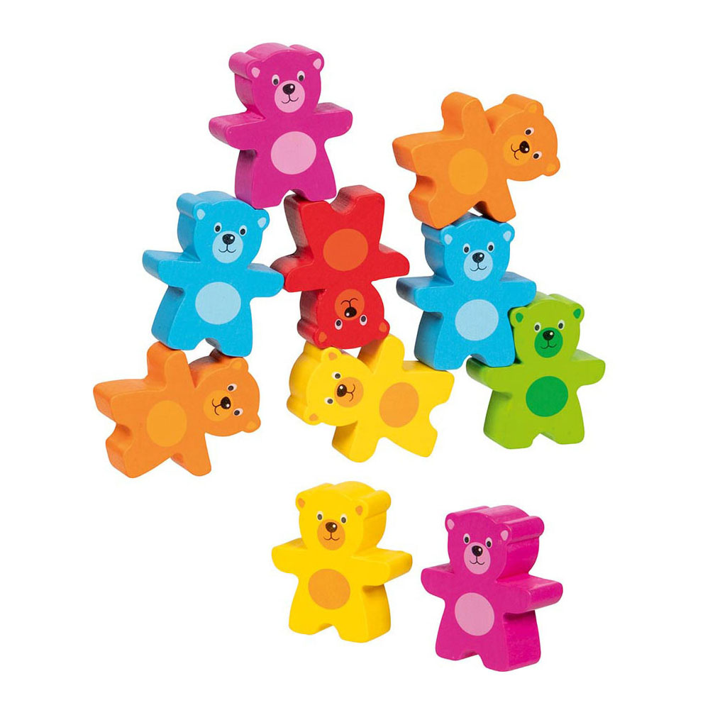 Jeu d'empilage d'ours en bois Goki Colors, 9 pcs.