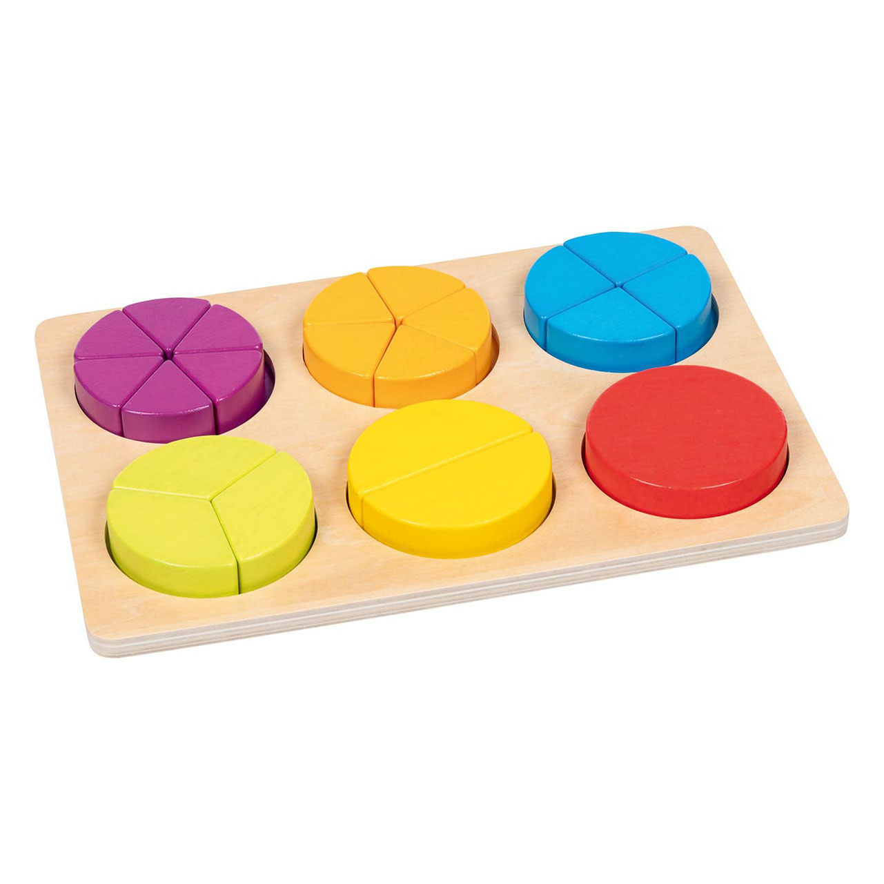 Fractions de puzzle d'apprentissage en bois Goki , 22 pièces.