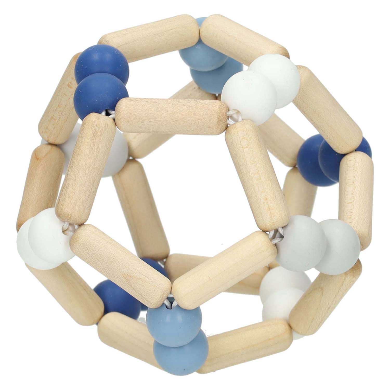 Goki Anneau de Préhension en Bois Boule Élastique Bleu