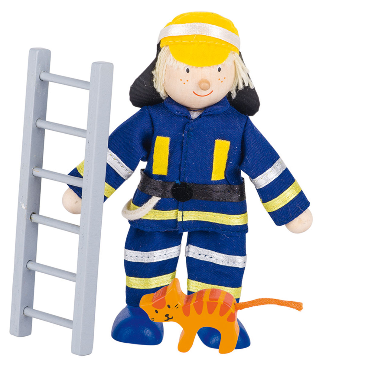 Poppenhuispop Brandweerman met Ladder