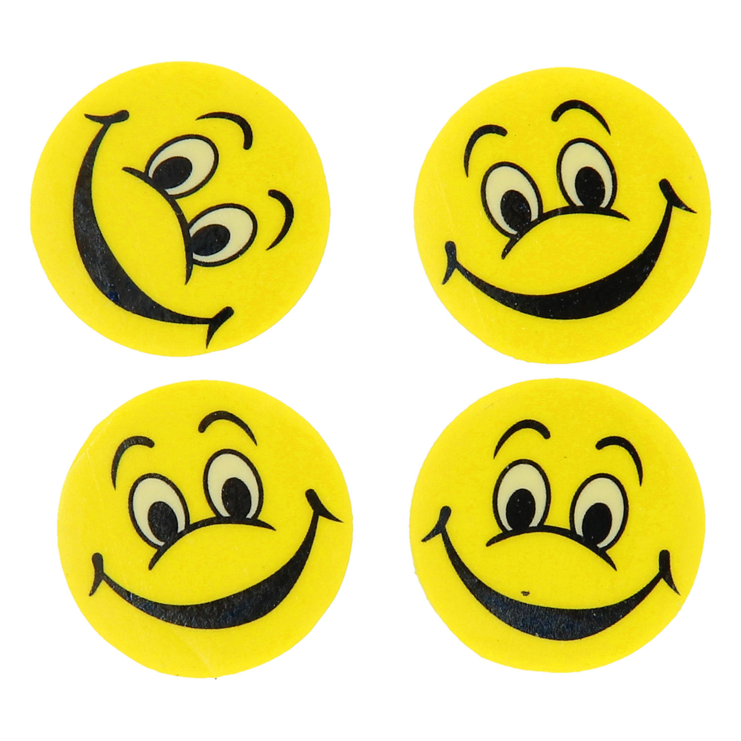 Radiergummi mit Smiley-Gesicht, 4 Stück.