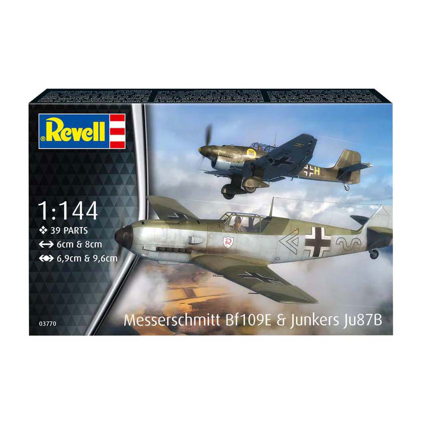 Kit de construction de modèles Revell - Messerschmitt Bf109E et Junkers Ju87B 1:144 - 39dlg. Kit de construction de modèles Revell - Messerschmitt Bf109E et Junkers Ju87B 1:144 - 39dlg.