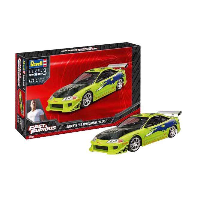 Kit modèle Revell Fast & Furious - Mitsubishi Eclipse 1995 de Brian 1:25 - 75 pièces.