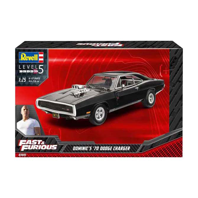 Kit modèle Revell Fast & Furious - Dominics 1970 Dodge Charger 1:25 - 117 pièces.
