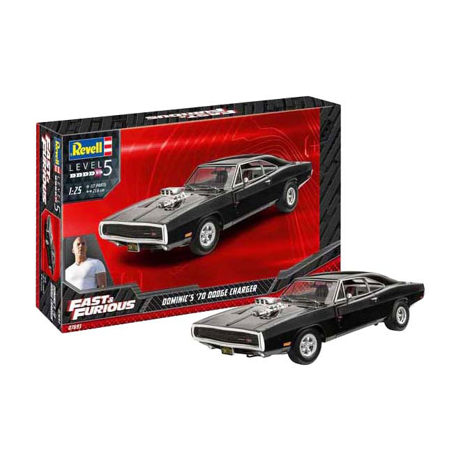 Kit modèle Revell Fast & Furious - Dominics 1970 Dodge Charger 1:25 - 117 pièces.