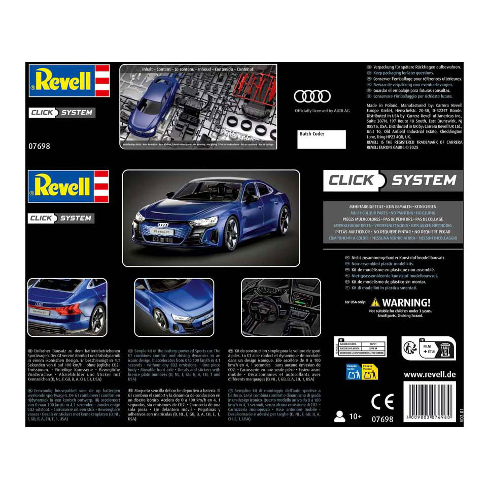 Kit de construction de modèles Revell - Audi RS e-tron GT 1:24 - 71dlg. Kit de construction de modèles Revell - Audi RS e-tron GT 1:24 - 71dlg.