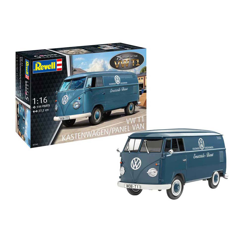 Revell Modelbouwpakket - VW T1 panel van - 75 Years VW T1 1:16 - 144dlg. Revell Modelbouwpakket - VW T1 panel van - 75 Years VW T1 1:16 - 144dlg.