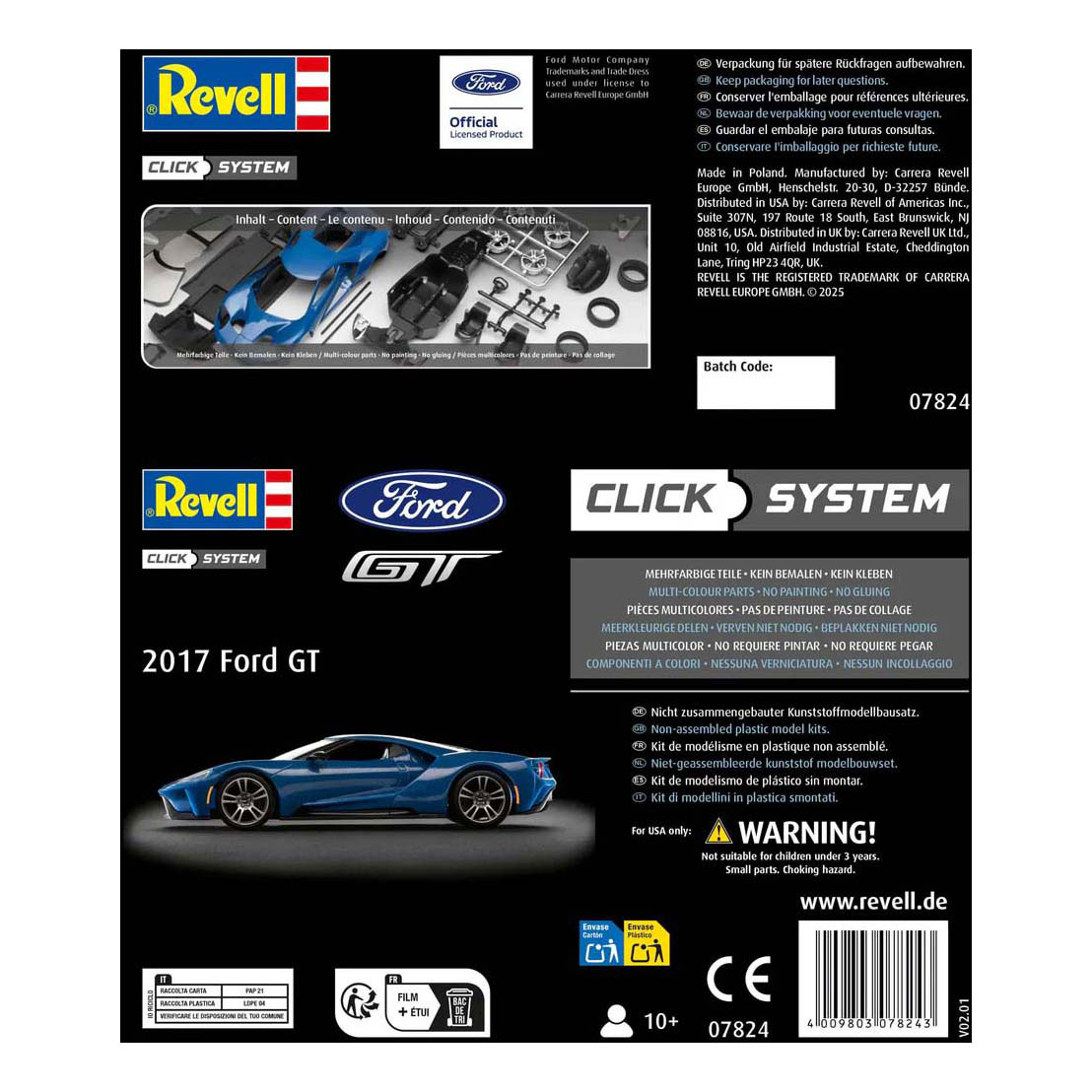 Kit de construction de modèle Revell - Ford GT 2017 1:24 - 27dlg. Kit de construction de modèle Revell - Ford GT 2017 1:24 - 27dlg.