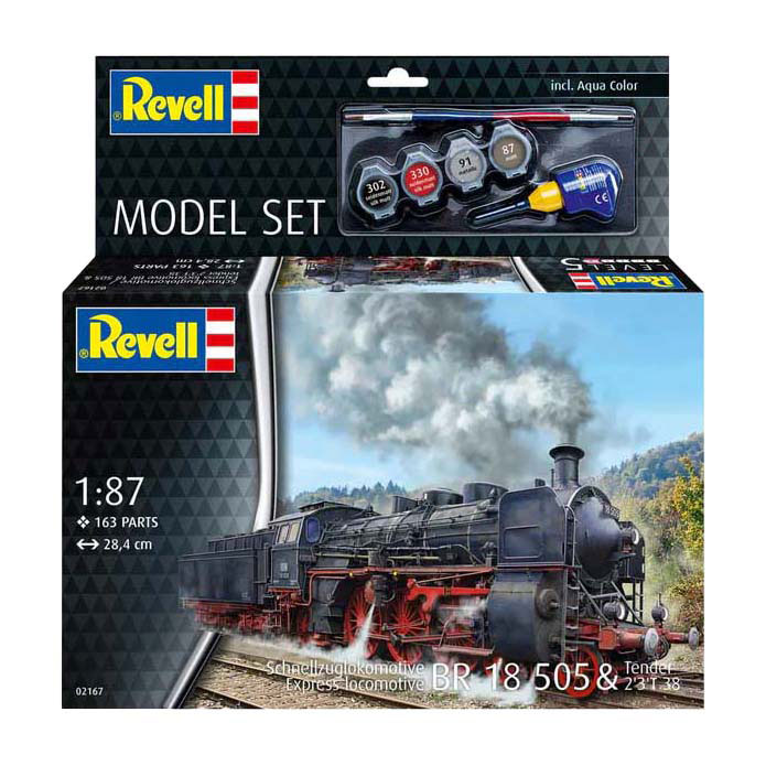 Revell Modellbausatz - Schnellzuglokomotive BR18505 mit Tender 1:87 - 163 Teile. Revell Modellbausatz - Schnellzuglokomotive BR18505 mit Tender 1:87 - 163 Teile.