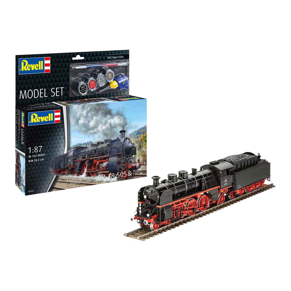 Revell Modellbausatz - Schnellzuglokomotive BR18505 mit Tender 1:87 - 163 Teile.