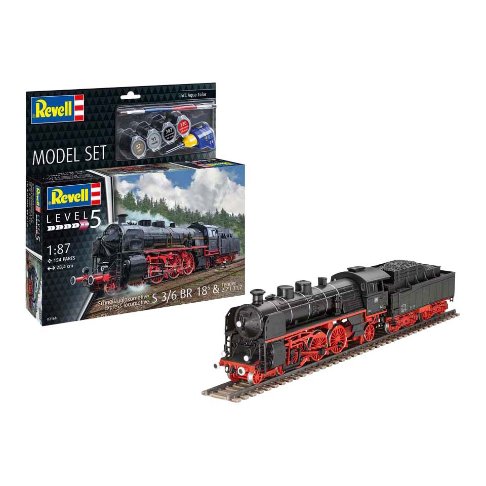 Revell Modellbausatz - Schnellzuglokomotive S3/6 BR18 mit Tende 1:87 - 154tlg.
