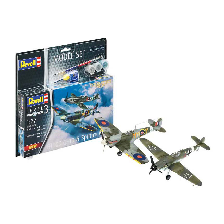 Revell Modelbouwpakket - Combat Set Bf109G-10 & Spitfire Mk.V 1:72 - 76dlg.