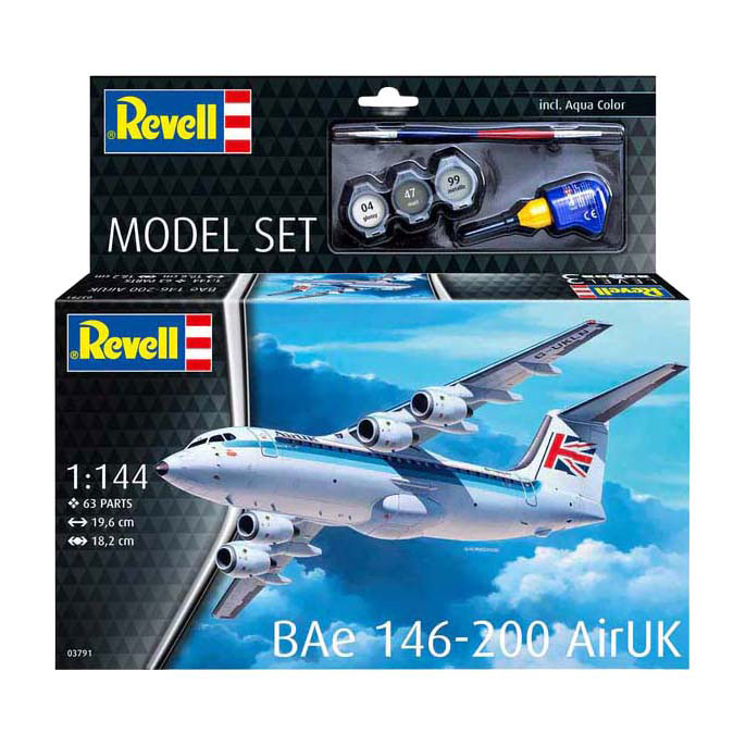 Kit de construction de modèle Revell - BAe 146-200 AirUK 1:144 - 63dlg. Kit de construction de modèle Revell - BAe 146-200 AirUK 1:144 - 63dlg.
