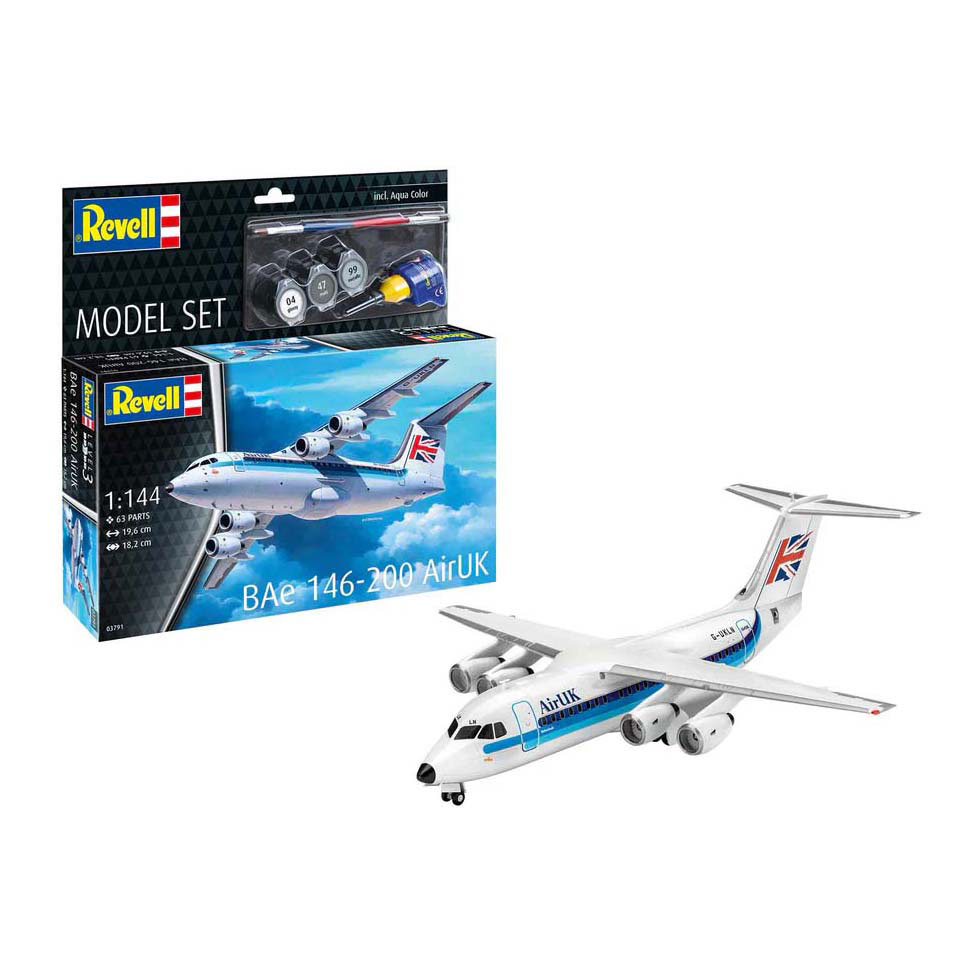 Kit de construction de modèle Revell - BAe 146-200 AirUK 1:144 - 63dlg. Kit de construction de modèle Revell - BAe 146-200 AirUK 1:144 - 63dlg.