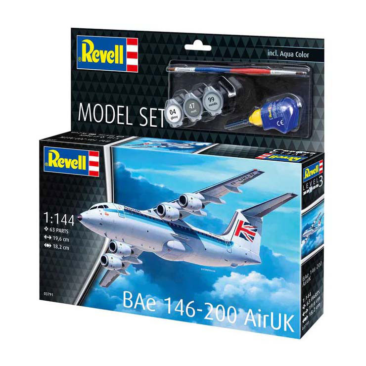 Kit de construction de modèle Revell - BAe 146-200 AirUK 1:144 - 63dlg. Kit de construction de modèle Revell - BAe 146-200 AirUK 1:144 - 63dlg.