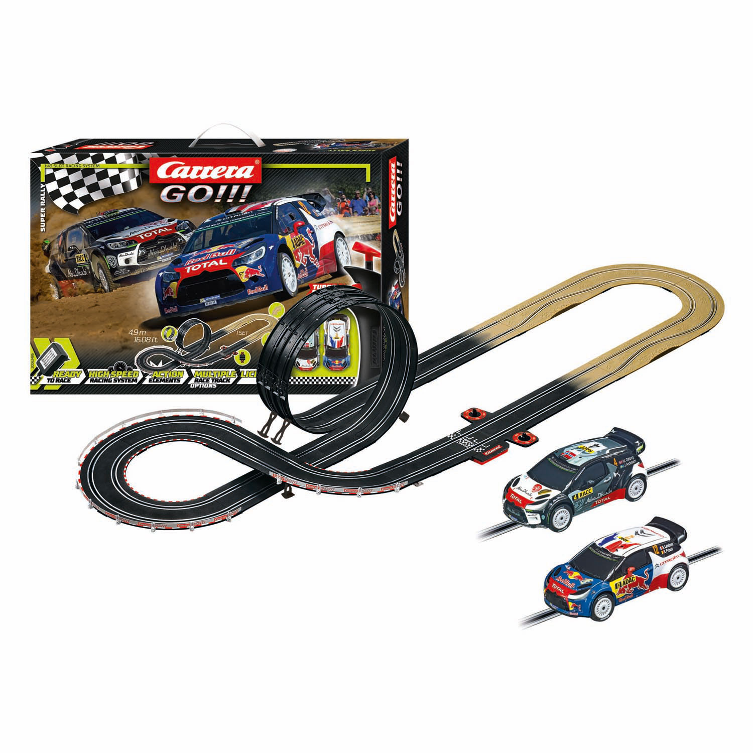 Carrera GO!!! Super Rally - Racebaan met 2 Auto's - 1:43