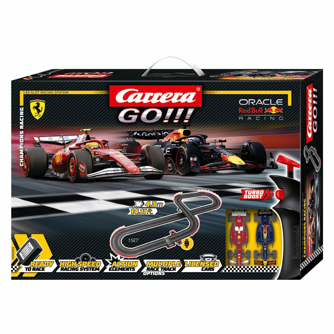 Carrera GO!!! Racebaan - Champion's Racing M. Verstappen No.1 vs. L. Hamilton No.44 Carrera GO!!! Racebaan - Champion's Racing M. Verstappen No.1 vs. L. Hamilton No.44
