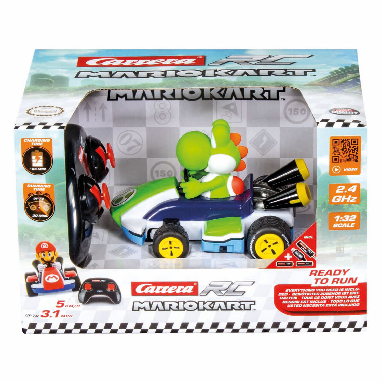 Kart de course Carrera RC 2,4 GHz Mario Kart(TM) 1:32 - Yoshi