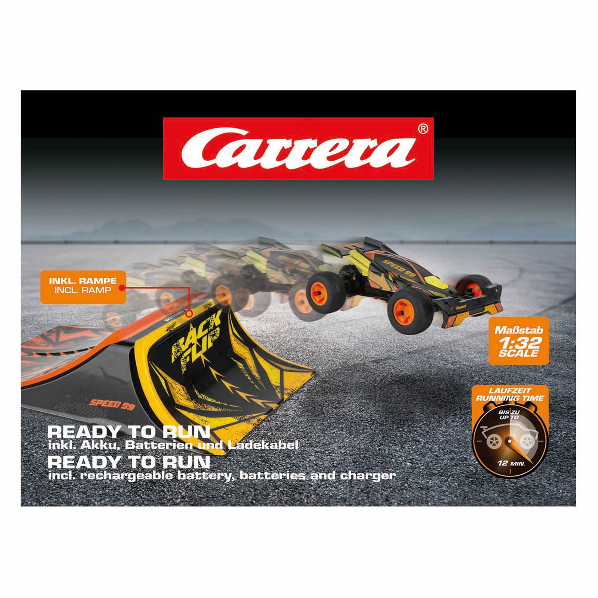 Voiture télécommandée Carrera 2,4 GHz à grande vitesse + rampe 1:32