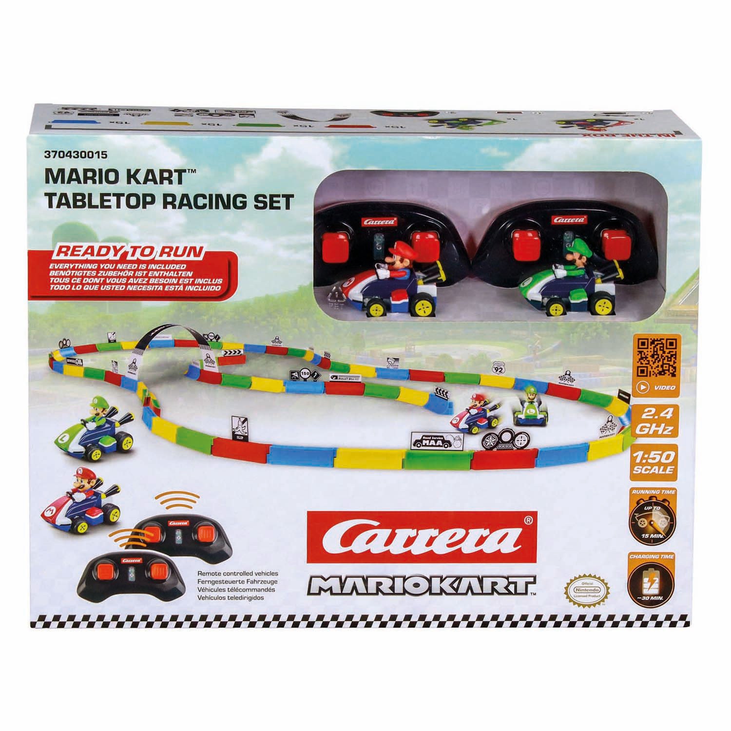 Jeu de course de table Mario Kart Carrera RC 2,4 GHz - Mario & Luigi 1:43