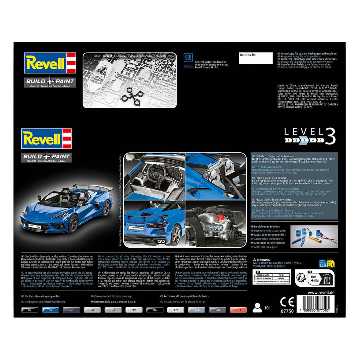 Revell Modelbouwpakket Corvette C8 Cabriolet 1:25 - 149dlg.