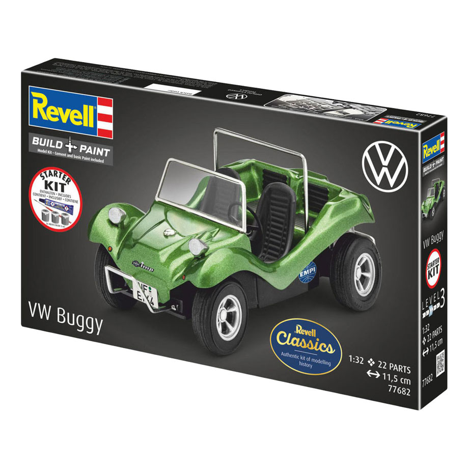 Kit de construction de maquette Revell, kit de démarrage VW Buggy 1:32 - 22 pièces.