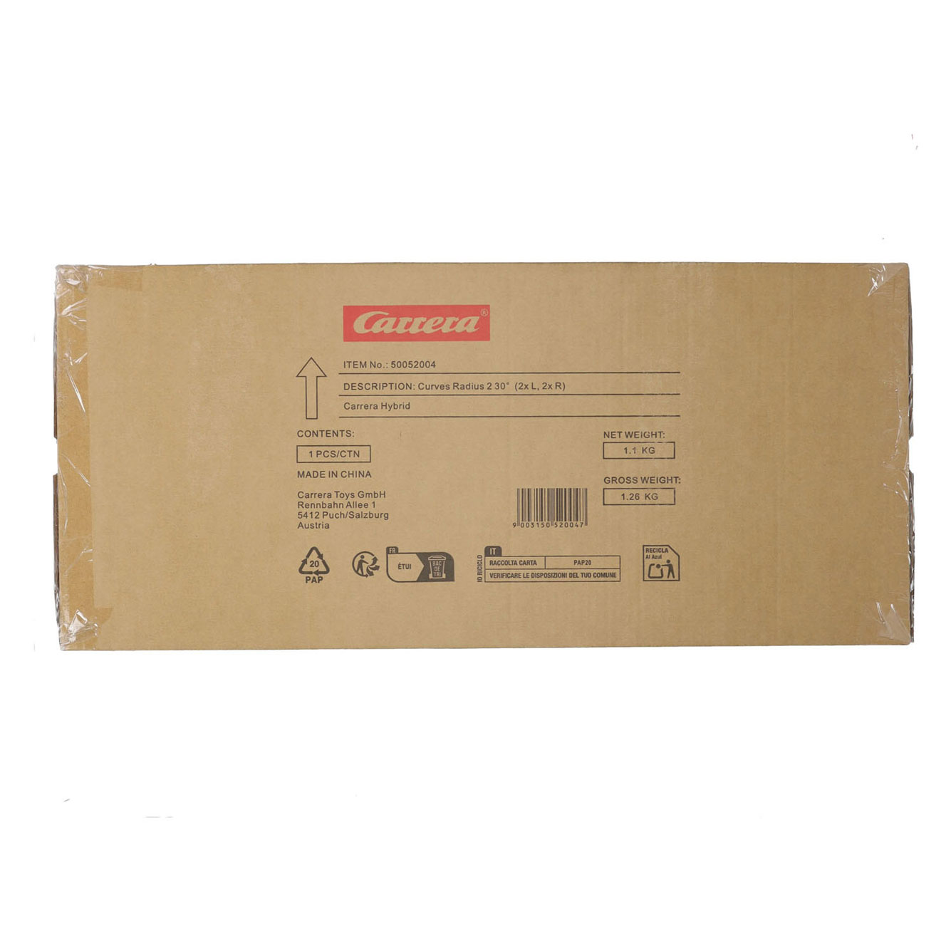 Sections de virages Carrera Hybrid : rayon de 2 60 degrés - 3xG, 3xD