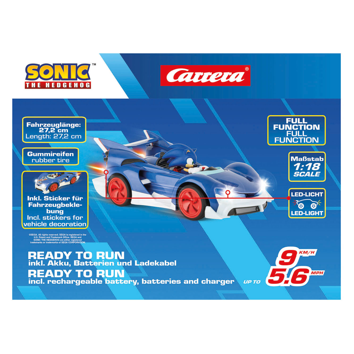 Carrera RC 2,4GHz Team Sonic Racing - Sonic, Performance Version - 1:18