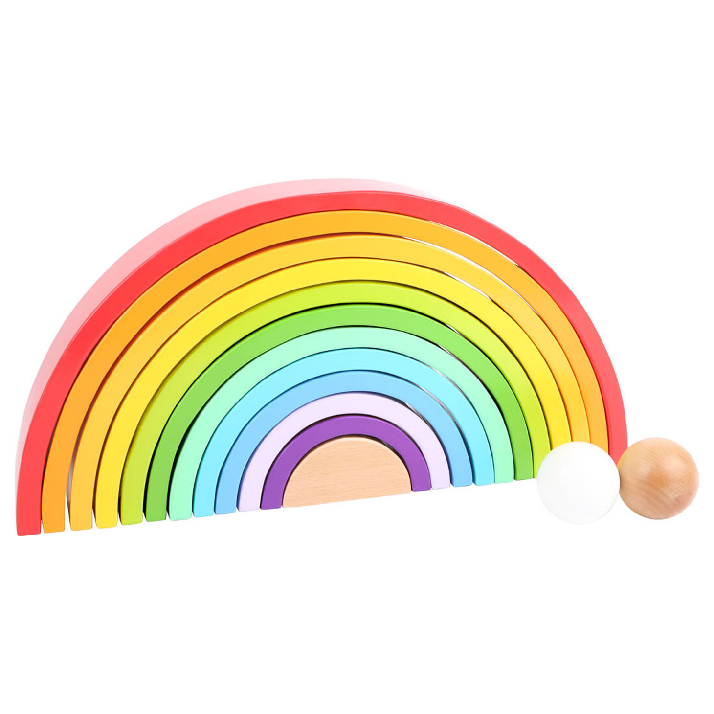 6-teilig Holzkugeln Ball,Kinder Spielzeug Regenbogen Holzbausteine ​​Zubehör 