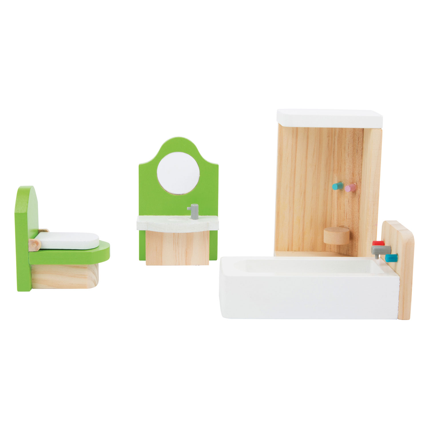 Small Foot - Meubles de salle de bain en bois pour maison de poupée, 4dlg.