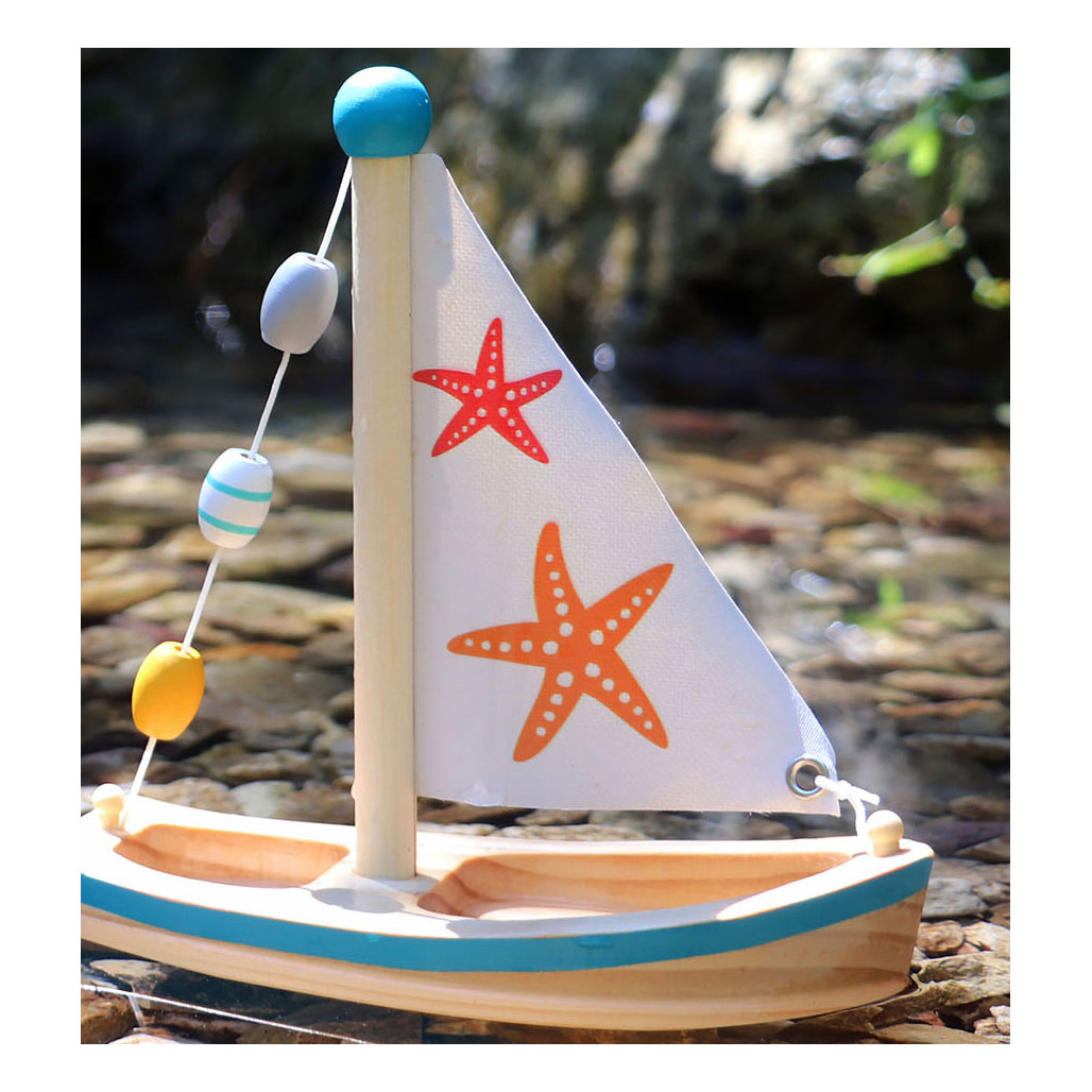 Small Foot - Badespielzeug Segelboot Seestern aus Holz