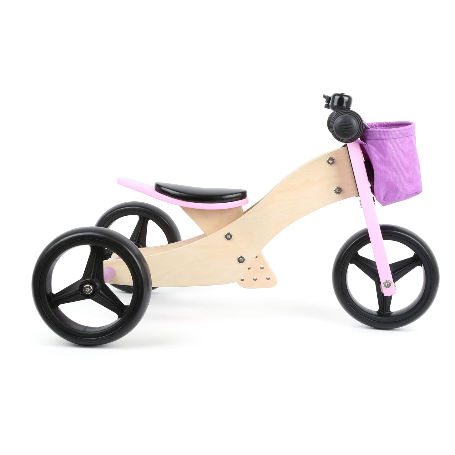 Small Foot - Tricycle et draisienne en bois 2en1 Rose