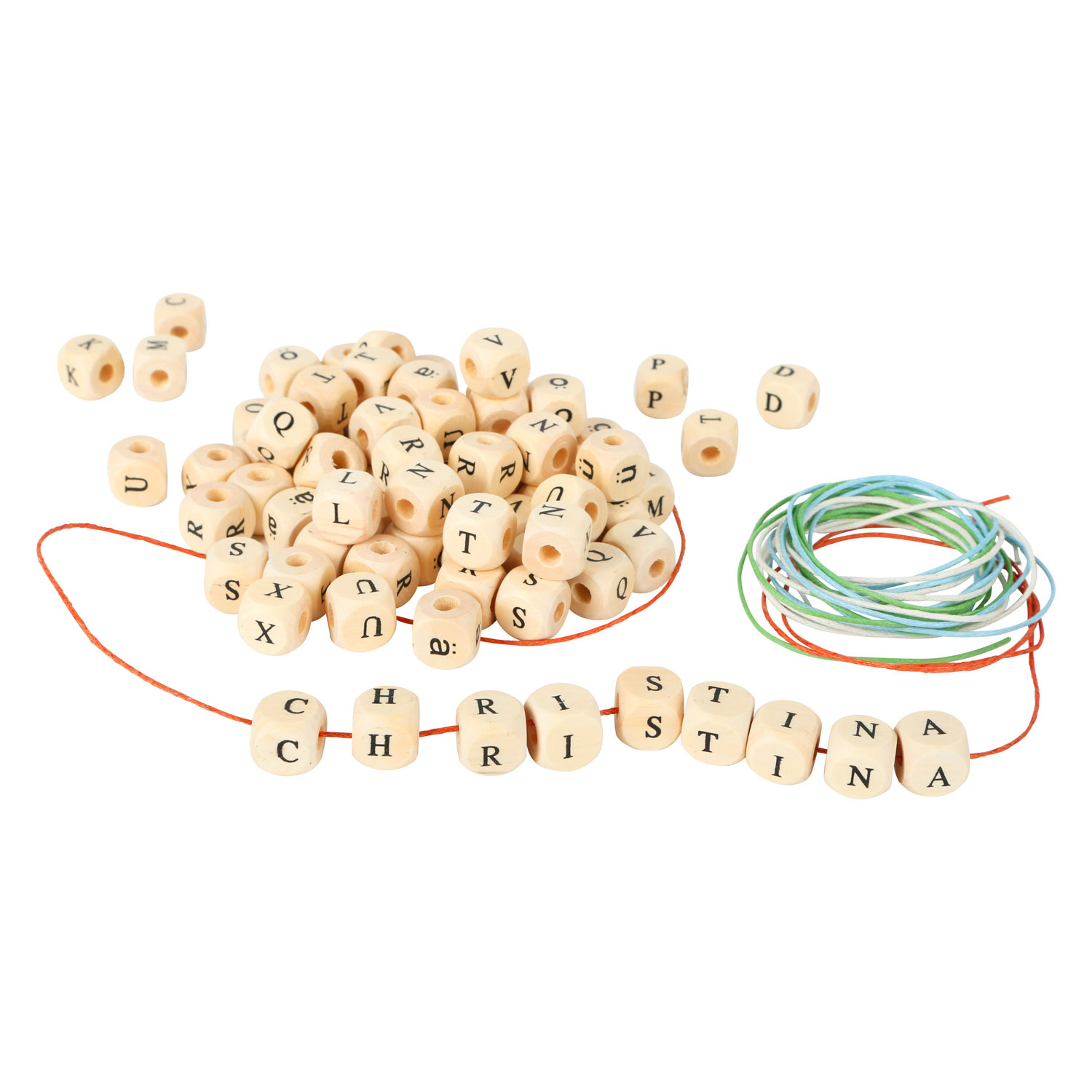 Small Foot - Fabrication de colliers de lettres en bois, 300 perles